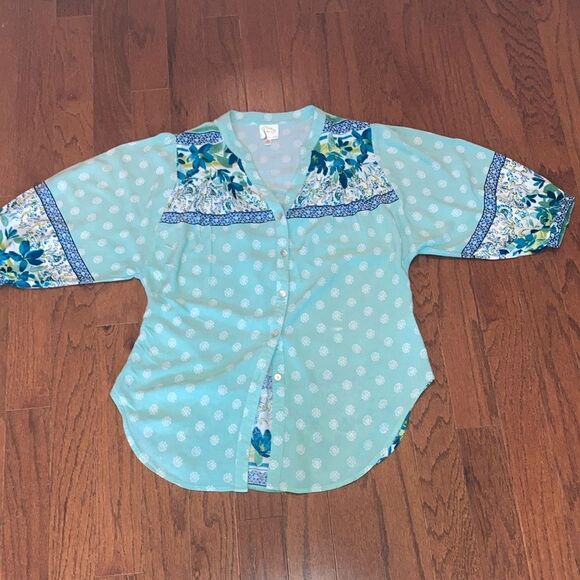 FIG & FLOWER M Anthropologie Floral Print Boho Blouse Top - Picture 1 of 10